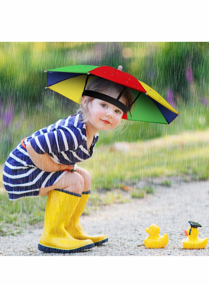 Y&D Umbrella Hat, 4 Pcs Colorful Hats - 20 Inch, Hands Free, Funny Rainbow Beach Party Hats, Adjustable Size Fits All Ages, Kids, Men Women - Image 4