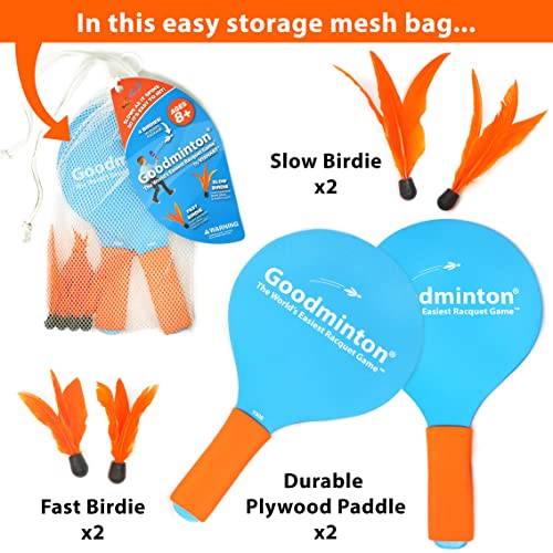 Goodminton غودمنتون - أسهل لعبة مضرب في العالم - مجموعة لعبة مضرب ممتعة داخلية وخارجية على مدار السنة للأولاد والبنات والأشخاص من جميع الأعمار - Image 4