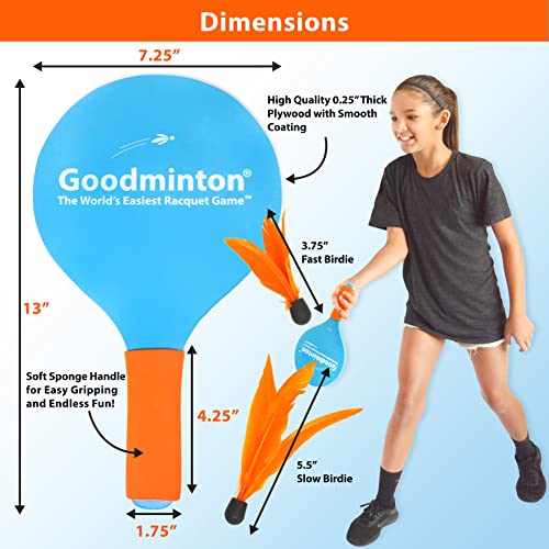 Goodminton غودمنتون - أسهل لعبة مضرب في العالم - مجموعة لعبة مضرب ممتعة داخلية وخارجية على مدار السنة للأولاد والبنات والأشخاص من جميع الأعمار - Image 5