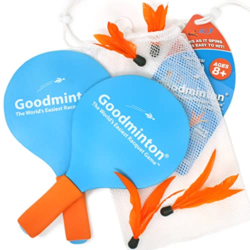 Goodminton غودمنتون - أسهل لعبة مضرب في العالم - مجموعة لعبة مضرب ممتعة داخلية وخارجية على مدار السنة للأولاد والبنات والأشخاص من جميع الأعمار - Image 1