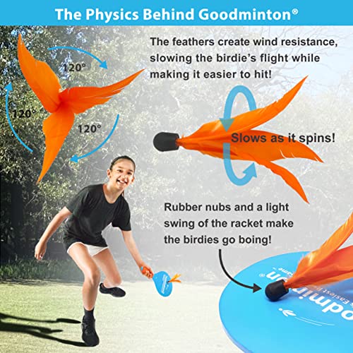 Goodminton غودمنتون - أسهل لعبة مضرب في العالم - مجموعة لعبة مضرب ممتعة داخلية وخارجية على مدار السنة للأولاد والبنات والأشخاص من جميع الأعمار - Image 2