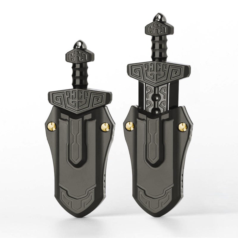 HIDEDC Taia Sword Fidget Toy Metal Sword Fidget Slider EDC Fidget Toys Adults Stress Relief Toy Executive Desk Toy for Keep Focus Anxiety Relief Grey - Image 3