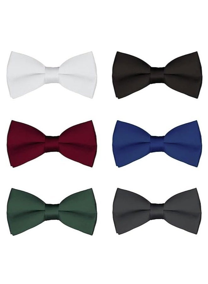 6 Pack Men's Pre-Tied Bow Ties Tuxedo Bowtie Adjustable Classic Formal Neck Bowtie for Wedding Party  - Image 1