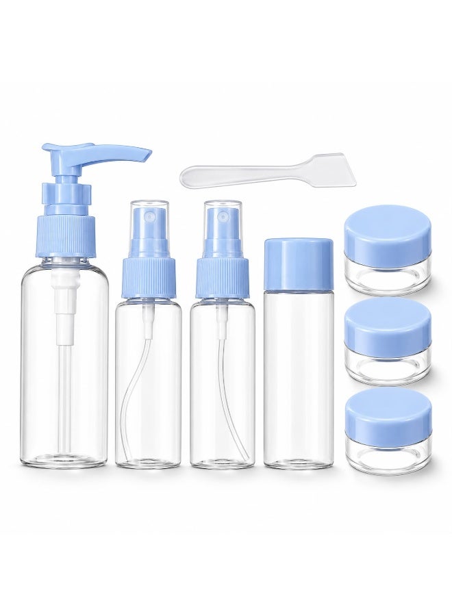 8-Piece Refillable Travel Bottle Set – Portable Cosmetic Containers with Lotion Pump, Spray Bottle & Cream Jars - Image 2