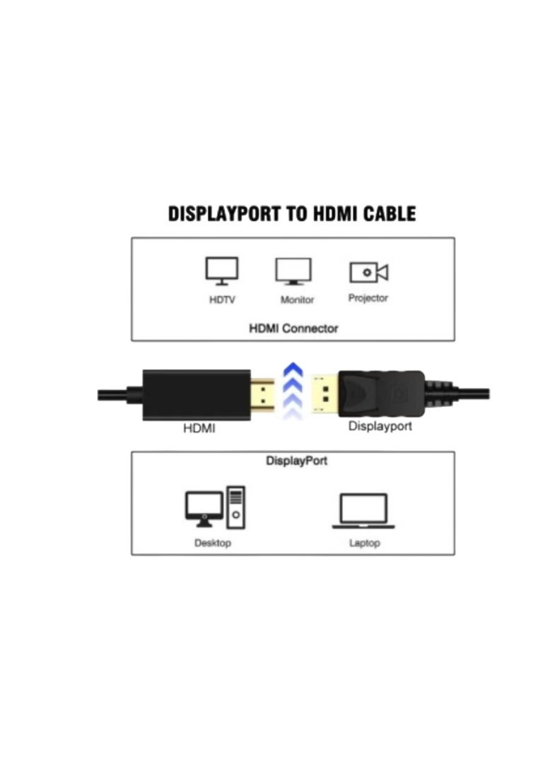 DisplayPort To HDMI High Digital Adapter Cable | Black  - Image 4