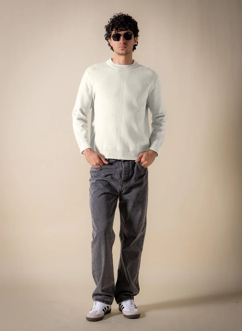 Shapes White TEXTURED COMFORT SWEATER for Men | Best Price UAE