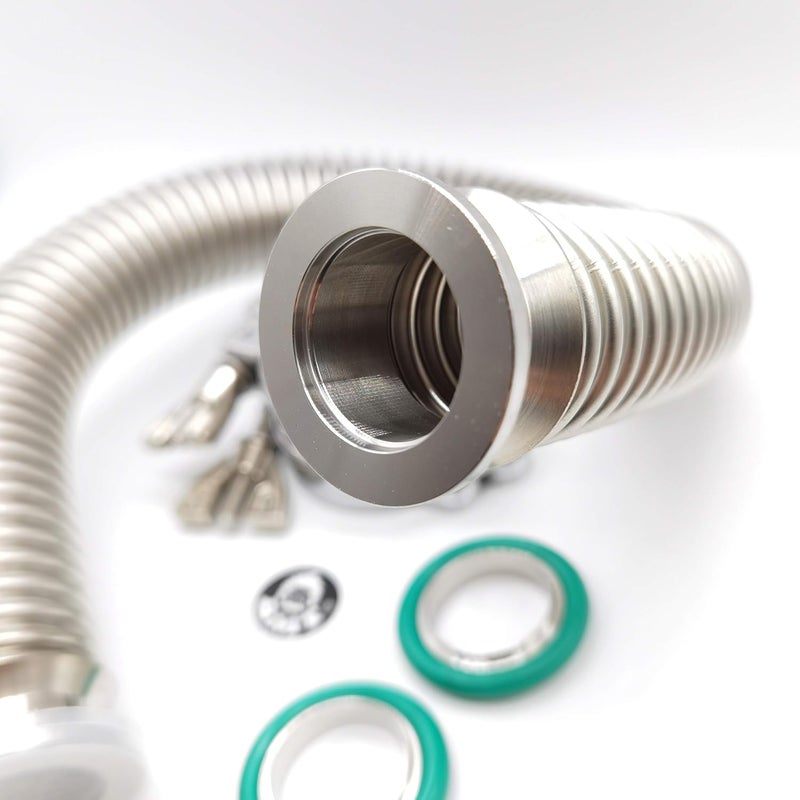 BROWNIAN MOTION TECHNOLOGY bmotiontech ISO-KF KF25 Corrugated Bellow Hose Set with 2X Aluminum clamp / 2X SS Centering Ring / 2X FKM O-Ring (500mm appox. 1.6ft KF25) - Image 3