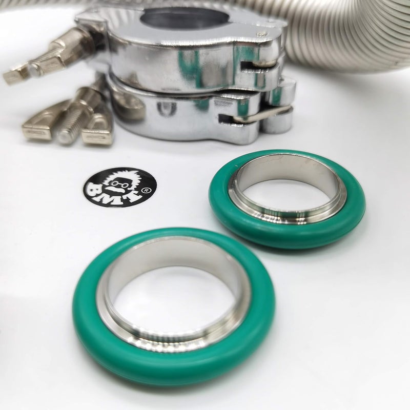 BROWNIAN MOTION TECHNOLOGY bmotiontech ISO-KF KF25 Corrugated Bellow Hose Set with 2X Aluminum clamp / 2X SS Centering Ring / 2X FKM O-Ring (500mm appox. 1.6ft KF25) - Image 4