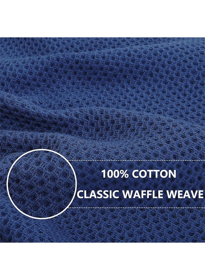 6-Pack 100% Cotton Waffle Weave Kitchen Dish Cloths, Ultra Soft Absorbent Quick Drying Dish Towels, 12x12 Inches, Blue - Image 2