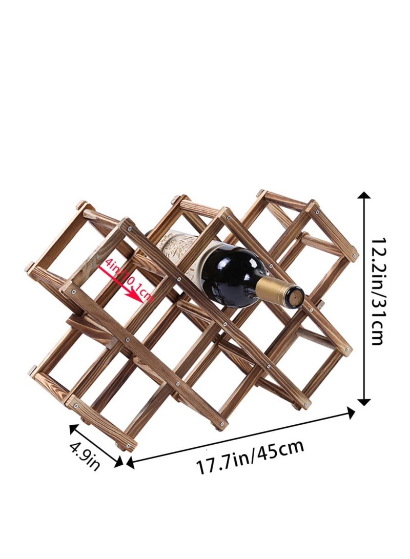 𝐅𝐅𝐃  Foldable Wooden Water Rack – Natural Brown Bottle Holder for 10 Bottles, Space-Saving Water Organizer for Kitchen, Countertop & Home Bar, Rustic Water Storage Display for Living Room & Dining Area  - Image 2