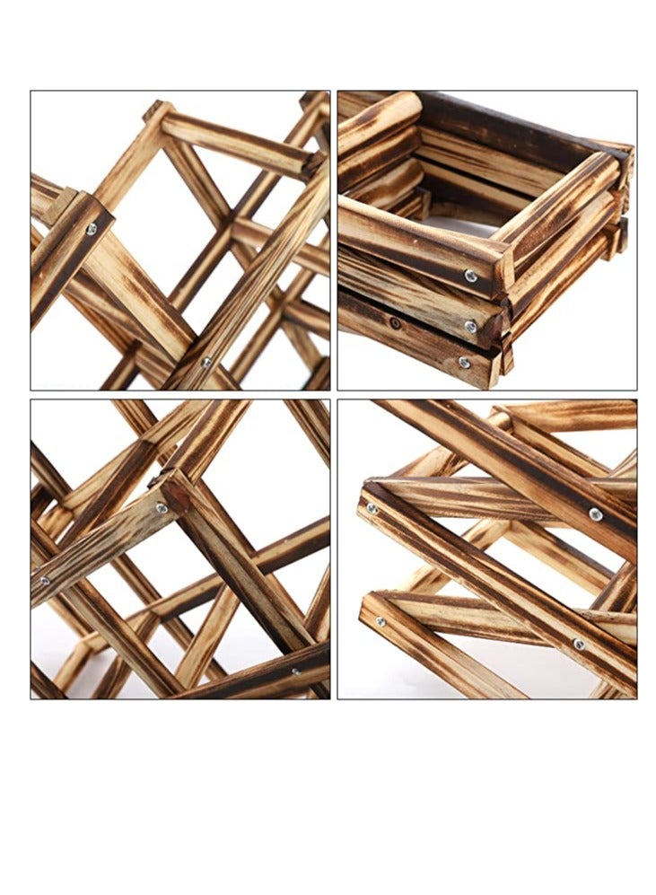 𝐅𝐅𝐃  Foldable Wooden Water Rack – Natural Brown Bottle Holder for 10 Bottles, Space-Saving Water Organizer for Kitchen, Countertop & Home Bar, Rustic Water Storage Display for Living Room & Dining Area  - Image 4