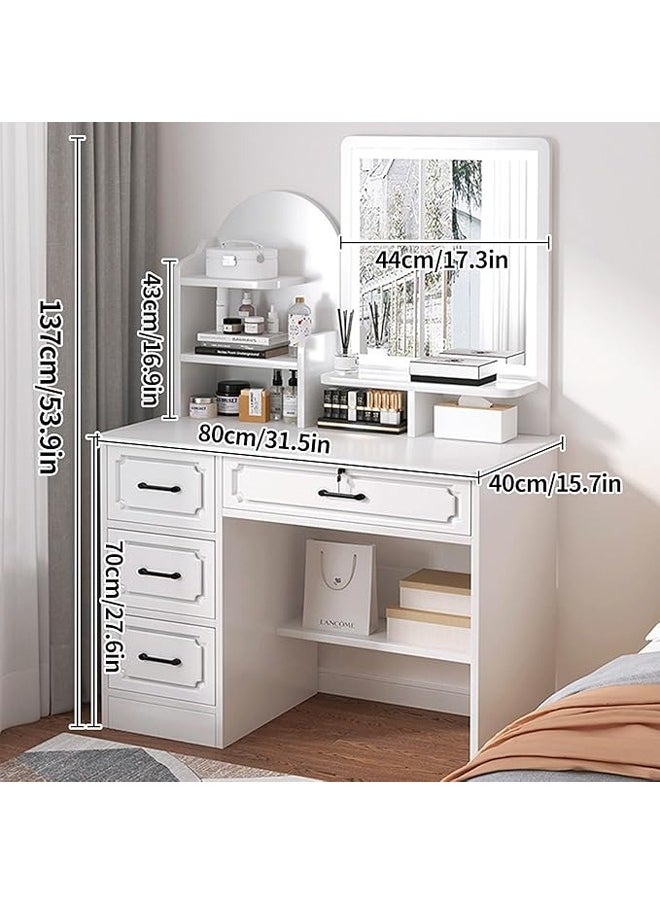 Multifunctional Makeup Vanity Dressing Table with LED Mirror and Chair 80 CM