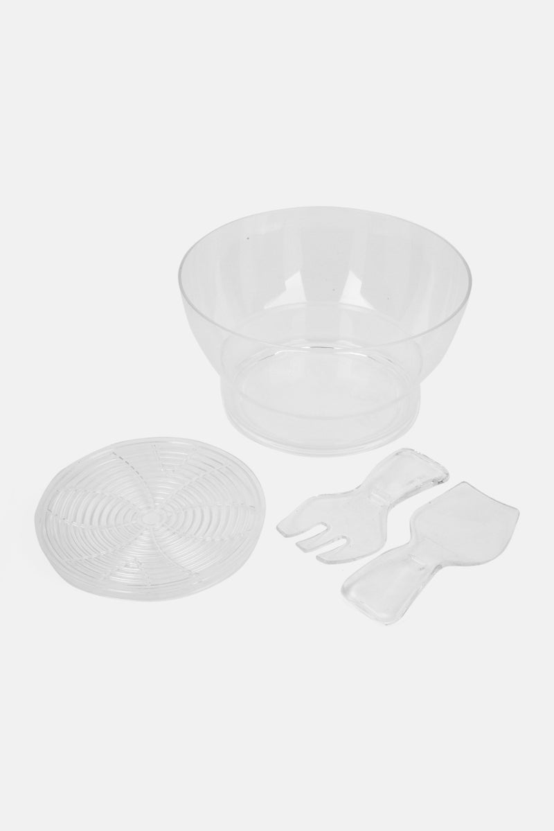KitchenCraft Salad On Ice Bowl and Servers Set, Transparent - Image 1
