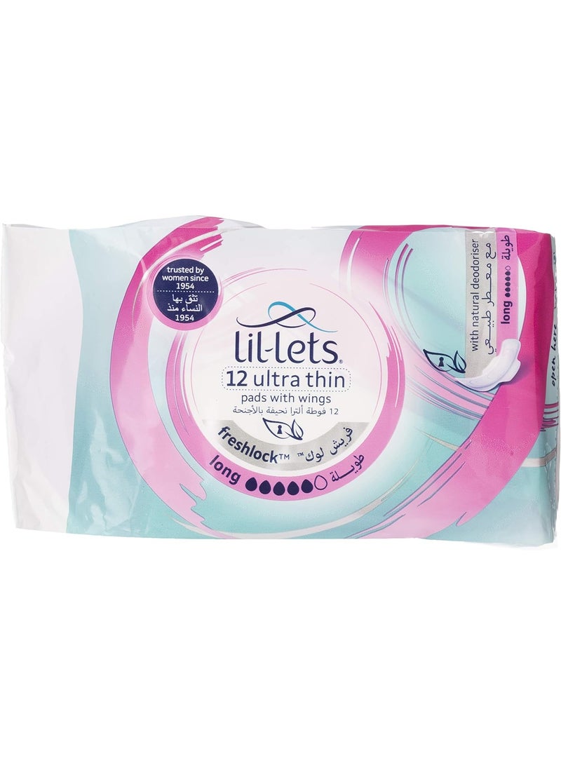 Lil-Lets Freshlock Ultra Thin Pads With Wings & Natural Deodoriser 12Pads - Image 1