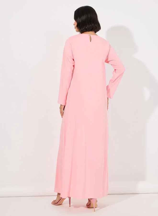 Styli Embroidered Round Neck Jalabiya