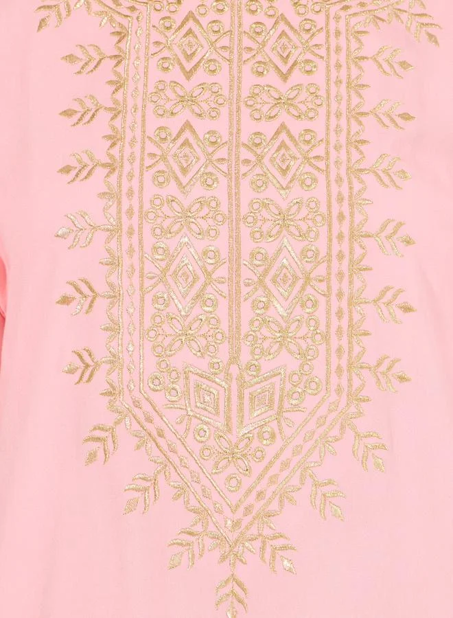 Styli Embroidered Round Neck Jalabiya