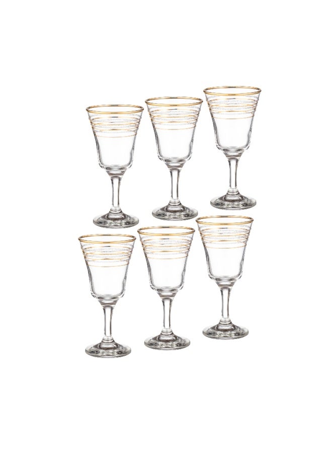 BLOOM 6 pieces, 170 ml, clear glass juice glasses, frosted and golden design - Image 2