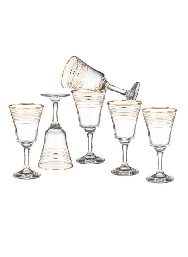 BLOOM 6 pieces, 170 ml, clear glass juice glasses, frosted and golden design - Image 1