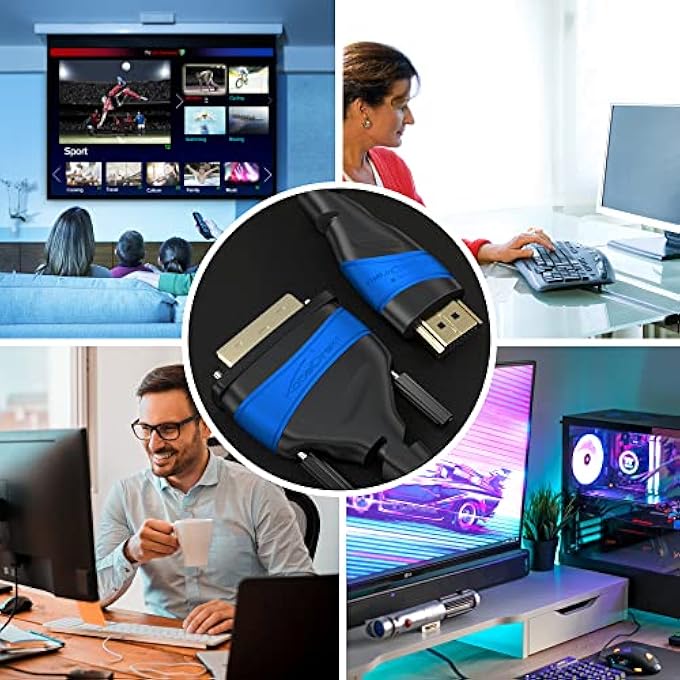 rayihni كابل محول HDMI-DVI بطول 1.5م (ثنائي الاتجاه، DVI-D 24+1/كابل HDMI عالي السرعة، 1080P/فول إتش دي، توصيل الفيديو الرقمي للأجهزة إلى شاشات DVI أو العكس، أسود) - Image 3