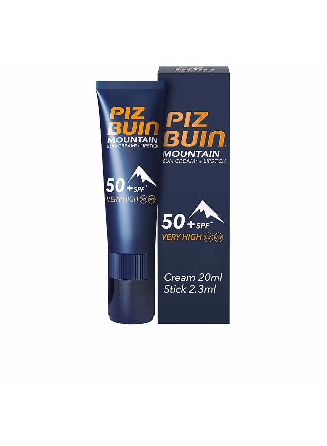 بيز بوين كريم الوقاية من الشمس Piz Buin Mountain SPF50+ + مرطب الشفاه - Image 1