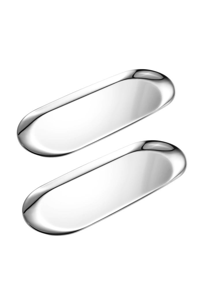 2 PCS Trinket علبة ، الفضة الفولاذ المقاوم للصدأ ، لخدمة علبات منشفة تخزين صحن صحن الشاي علبات الفواكه لوحة المجوهرات علبة التخزين الزخرفية - Image 1