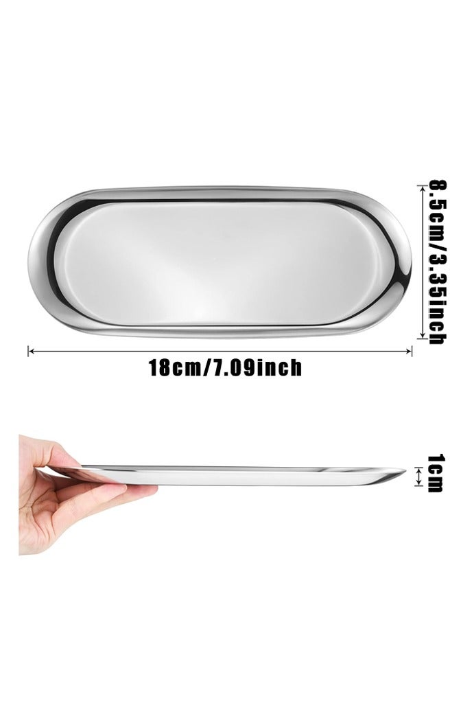 2 PCS Trinket علبة ، الفضة الفولاذ المقاوم للصدأ ، لخدمة علبات منشفة تخزين صحن صحن الشاي علبات الفواكه لوحة المجوهرات علبة التخزين الزخرفية - Image 2