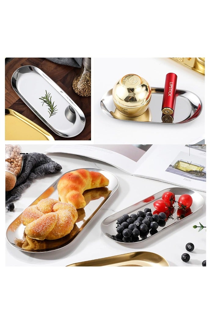 2 PCS Trinket علبة ، الفضة الفولاذ المقاوم للصدأ ، لخدمة علبات منشفة تخزين صحن صحن الشاي علبات الفواكه لوحة المجوهرات علبة التخزين الزخرفية - Image 3