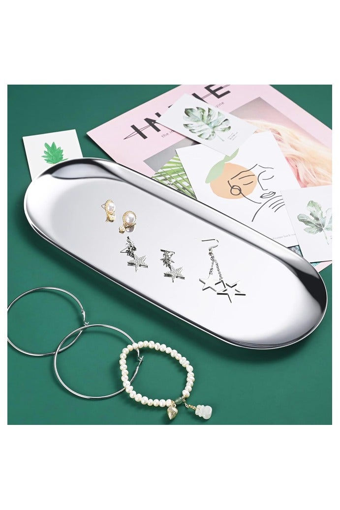 2 PCS Trinket علبة ، الفضة الفولاذ المقاوم للصدأ ، لخدمة علبات منشفة تخزين صحن صحن الشاي علبات الفواكه لوحة المجوهرات علبة التخزين الزخرفية - Image 4