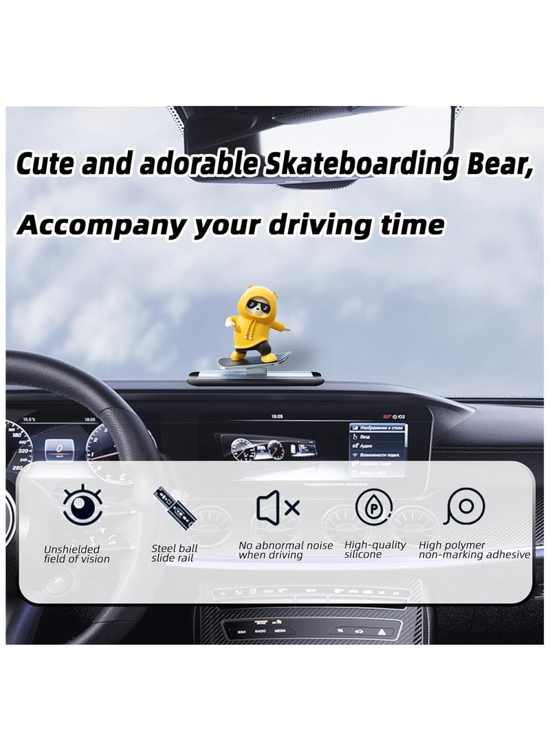 Generic Yellow Skateboard Bear Car Decor Bobblehead Car Dashboard, Car Dashboard Accessories,Funny Cut Gifts for Women Men Boyfriend Girlfriend Car Swinging Ornament - Universal  - Image 4