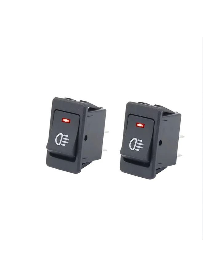 قطعتان مفتاح روكر LED أحمر تشغيل إيقاف وضعين 4 دبابيس 12 فولت 35 أمبير لمبة ضباب سيارة - Image 1