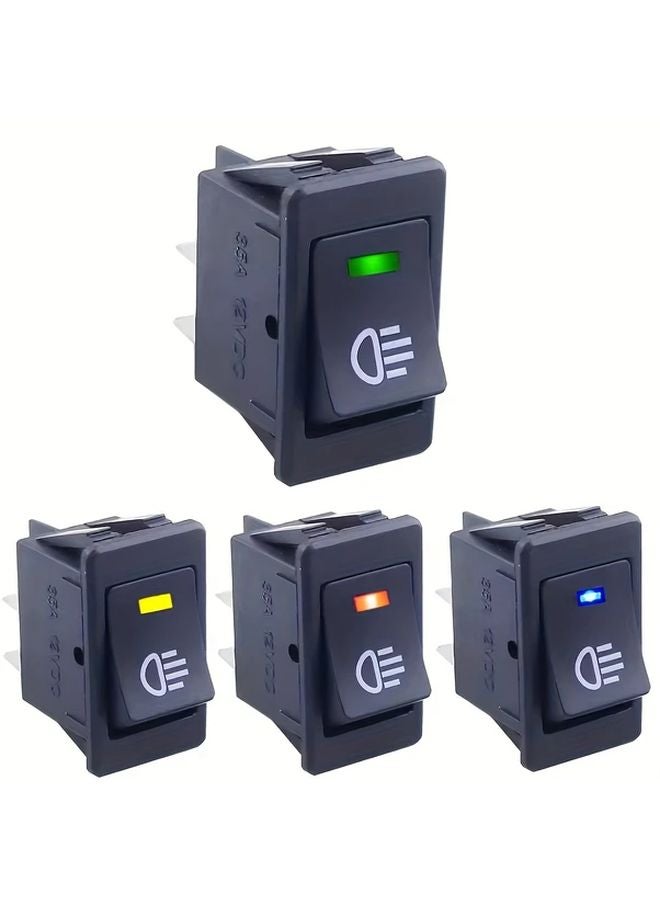 قطعتان مفتاح روكر LED أحمر تشغيل إيقاف وضعين 4 دبابيس 12 فولت 35 أمبير لمبة ضباب سيارة - Image 2