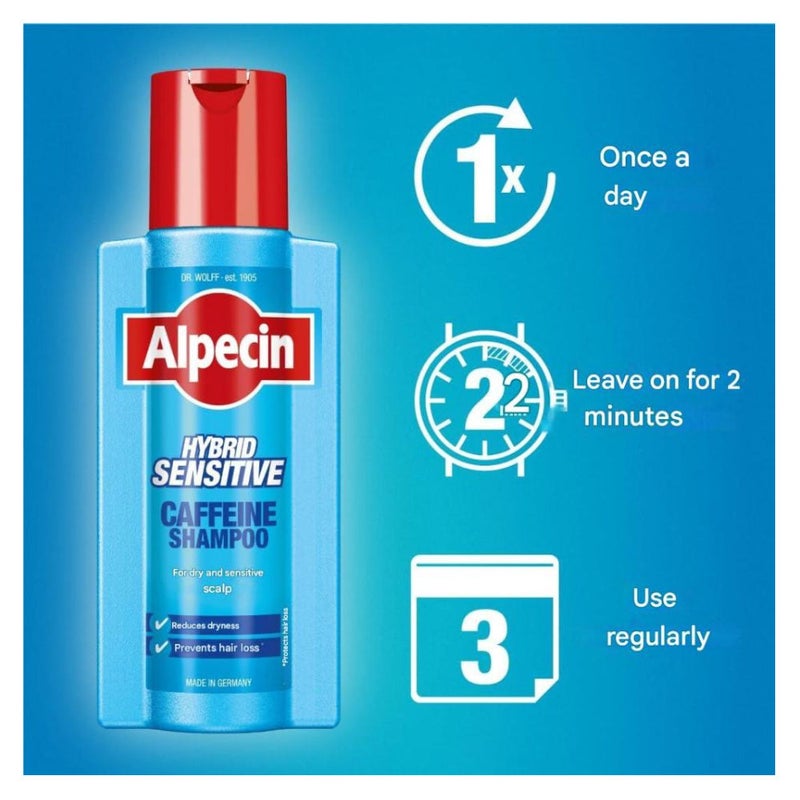 Alpecin Hybrid Caffeine Shampoo for Men (Sensitive & Dry Scalp) 250 ml - Image 4