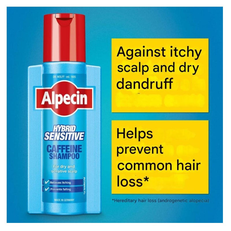 Alpecin Hybrid Caffeine Shampoo for Men (Sensitive & Dry Scalp) 250 ml - Image 2