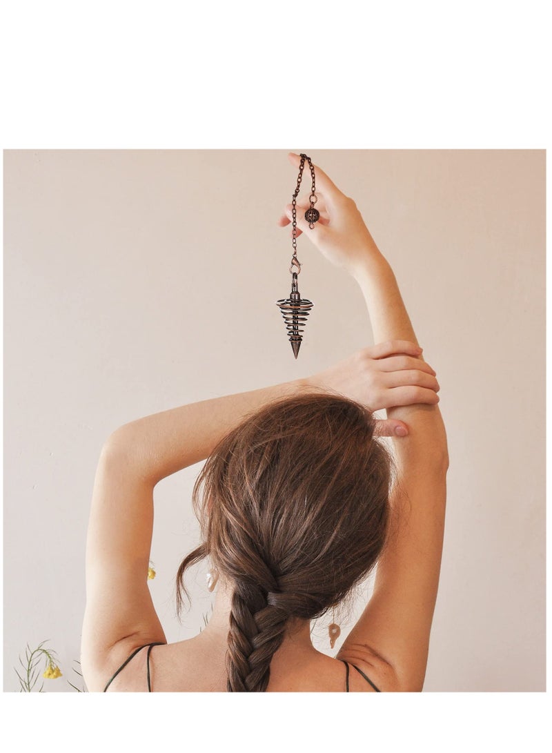 3 قطع من pendulum نحاسي معدني لاستكشاف المياه ، دلالة ، شفاء الريكيو ، سلسلة pendulum بزاوية فضية ، حلزوني ، نقطة للتأمل ، يوغا ، توازن ، قلادة - Image 2