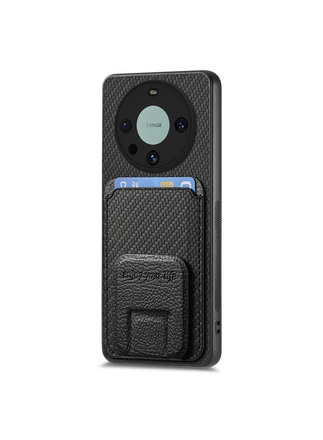 اس-توب جراب هاتف Honor Magic5 Pro مصنوع من ألياف الكربون مع حامل بطاقات قابل للطي - Image 2