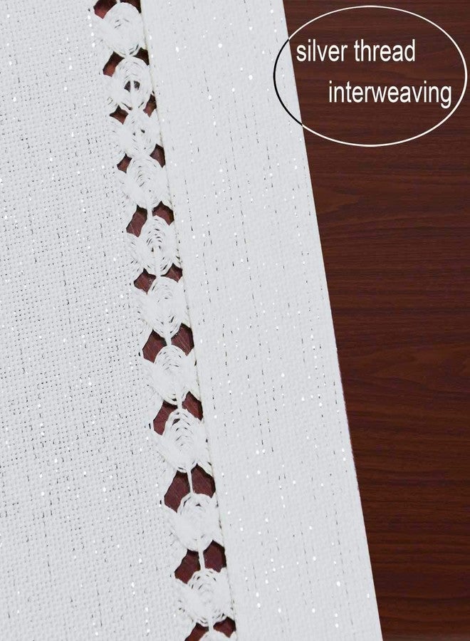 Grelucgo Pure White Hand Hemstitched Dining Table Place-mats, Sliver Thread Interweaving (White, 4 Pieces of 12 x 18 Placemats) - Image 3