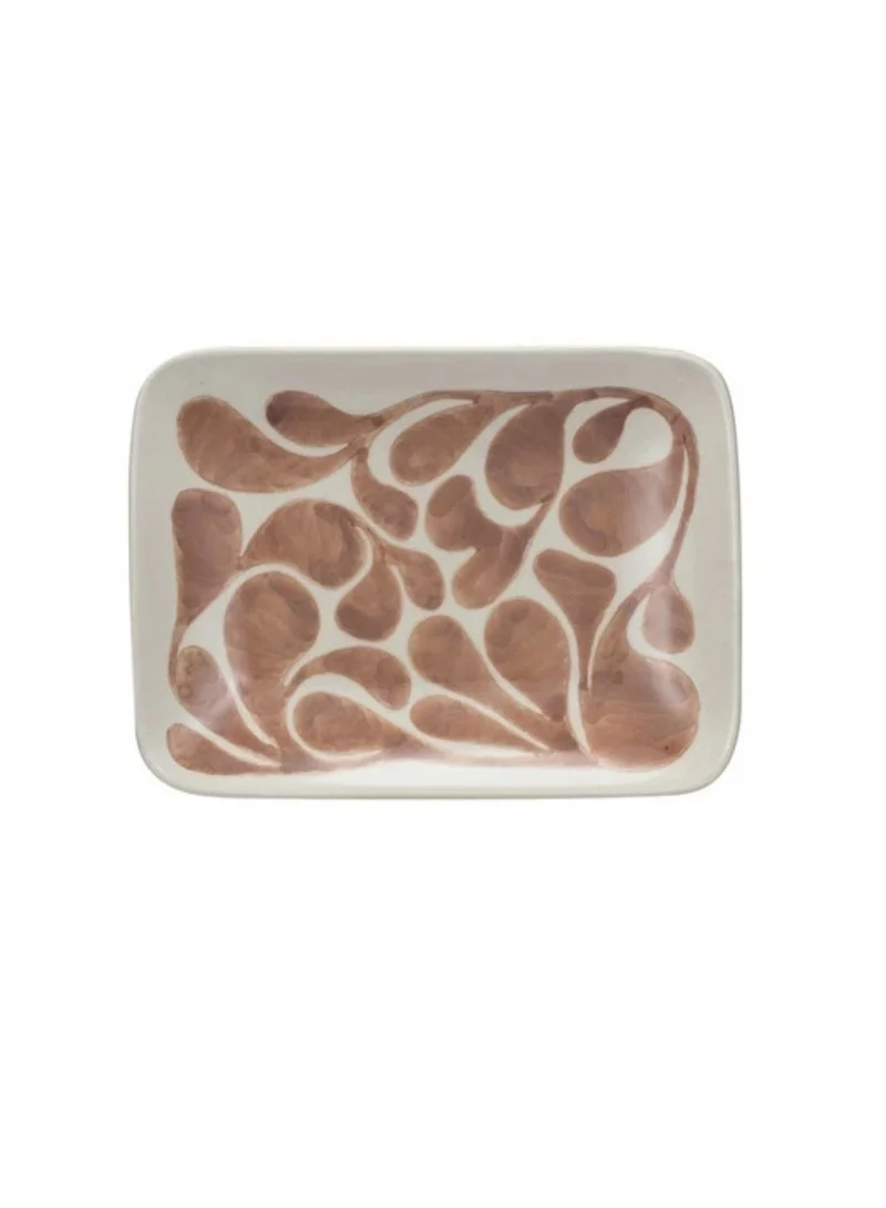 The Saffron Souk Hand-painted Brown Abstract Stoneware Plate