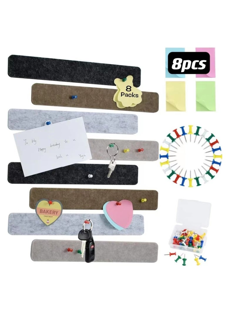 8 pcs Wall Hanging Cork Felt Board, Romantic Memo Bulletin Board, Long Cork Storage Board Strip, Self Adhesive Cork Strip, Bulletin Board Message Board, Blackboard Bulletin Board - Image 1