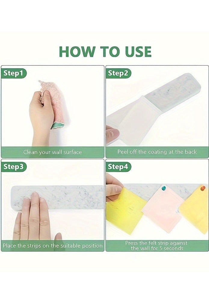 8 pcs Wall Hanging Cork Felt Board, Romantic Memo Bulletin Board, Long Cork Storage Board Strip, Self Adhesive Cork Strip, Bulletin Board Message Board, Blackboard Bulletin Board - Image 3