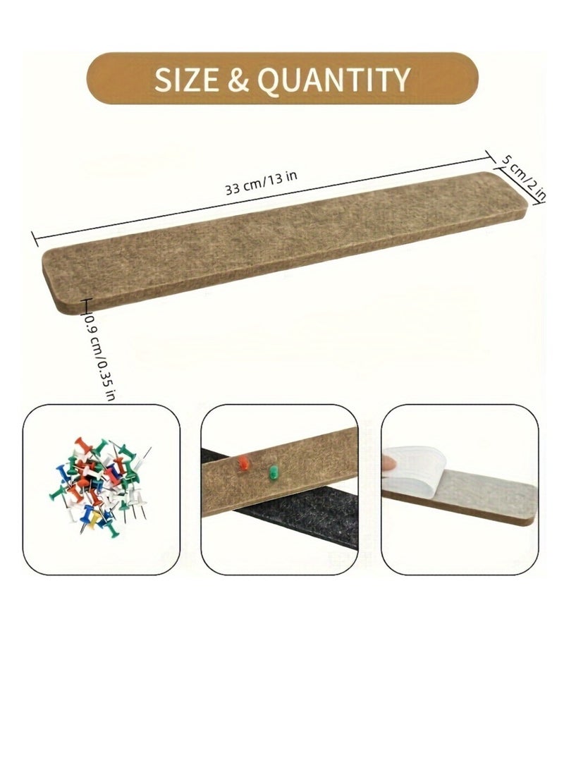8 pcs Wall Hanging Cork Felt Board, Romantic Memo Bulletin Board, Long Cork Storage Board Strip, Self Adhesive Cork Strip, Bulletin Board Message Board, Blackboard Bulletin Board - Image 2