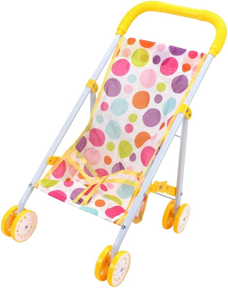 klarako NC NC Lovely Dots Pattern Stroller Pushchair Folding Trolley Toy Baby Doll Gift - D - Image 1