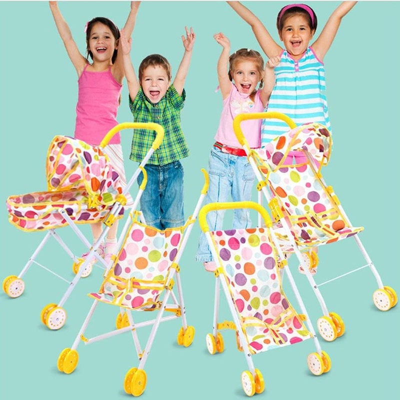 klarako NC NC Lovely Dots Pattern Stroller Pushchair Folding Trolley Toy Baby Doll Gift - D - Image 2