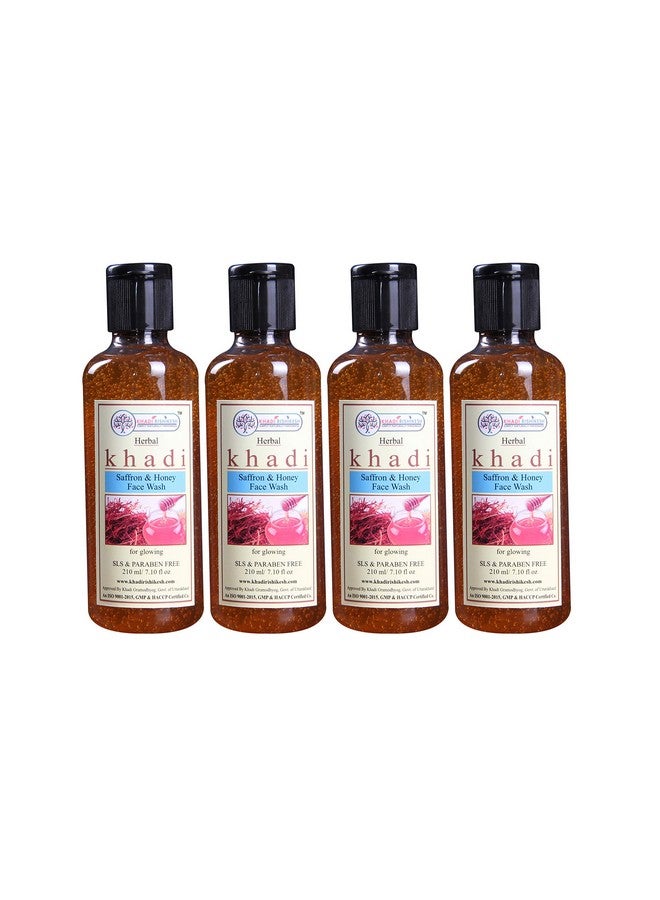 KHADI RISHIKESH Herbal Saffron & Honey Face Wash Combo Set Pack Of 210Ml X 4 (840Ml) - Image 2