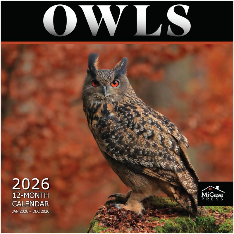 MICASA PRESS Owls 2026 Wall Calendar 12 Month | 12" x 24" Open | Thick & Sturdy Paper | Holiday Gift | Birds of Prey Animal Calendar 2026 - Image 1