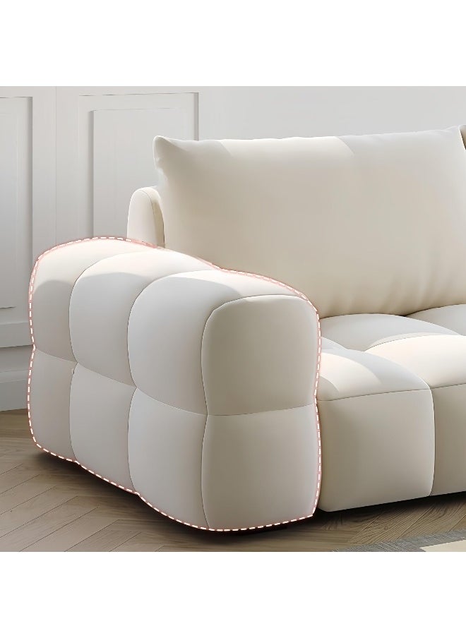 LUXURY LUXE Luxury Luxe Cloud Shaped Sofa Set - Plush Ergonomic Fabric Sofa with Footstool | Off-White Single/Double/Three/Four Seaters | Eco-Friendly & Durable (3+2+1 Seater Sofa Set)  - Image 3