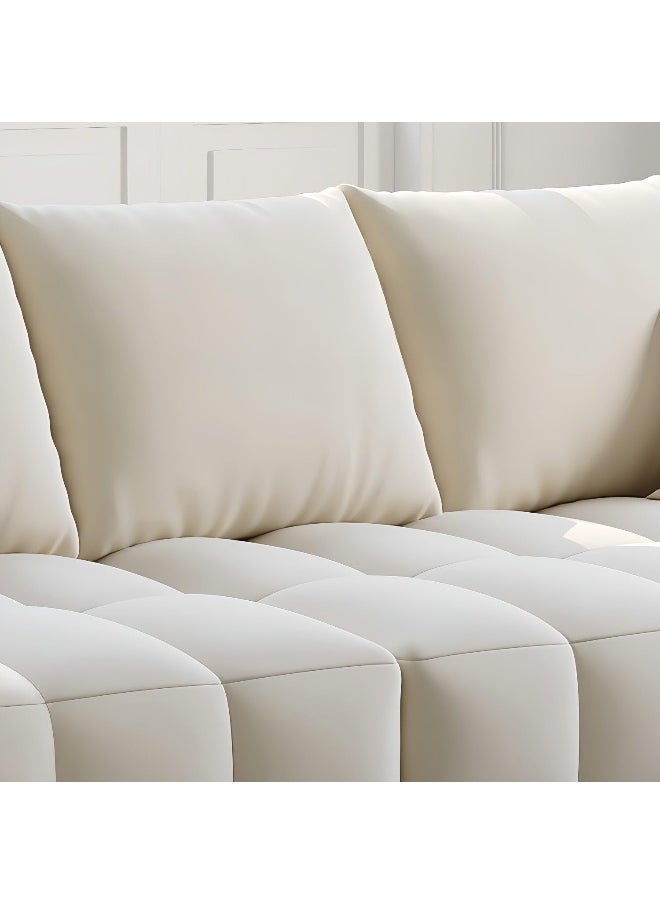 LUXURY LUXE Luxury Luxe Cloud Shaped Sofa Set - Plush Ergonomic Fabric Sofa with Footstool | Off-White Single/Double/Three/Four Seaters | Eco-Friendly & Durable (3+2+1 Seater Sofa Set)  - Image 5