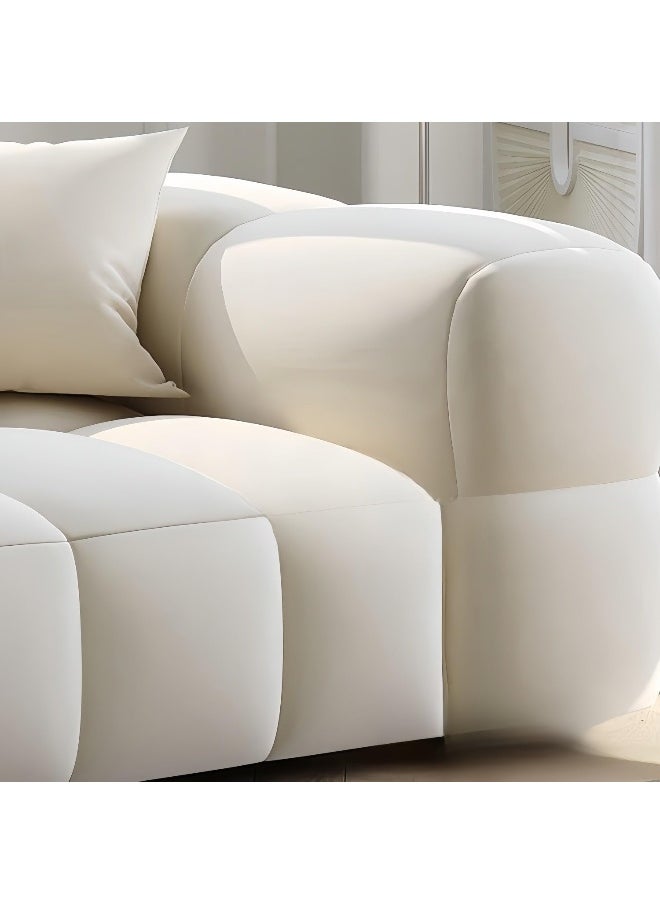 Luxury Luxe Cloud Shaped Sofa Set - Plush Ergonomic Fabric Sofa with Footstool | Off-White Single/Double/Three/Four Seaters | Eco-Friendly & Durable (3+2+1 Seater Sofa Set)