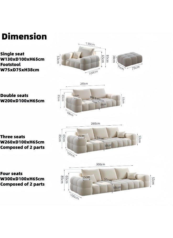 LUXURY LUXE Luxury Luxe Cloud Shaped Sofa Set - Plush Ergonomic Fabric Sofa with Footstool | Off-White Single/Double/Three/Four Seaters | Eco-Friendly & Durable (3+2+1 Seater Sofa Set)  - Image 2
