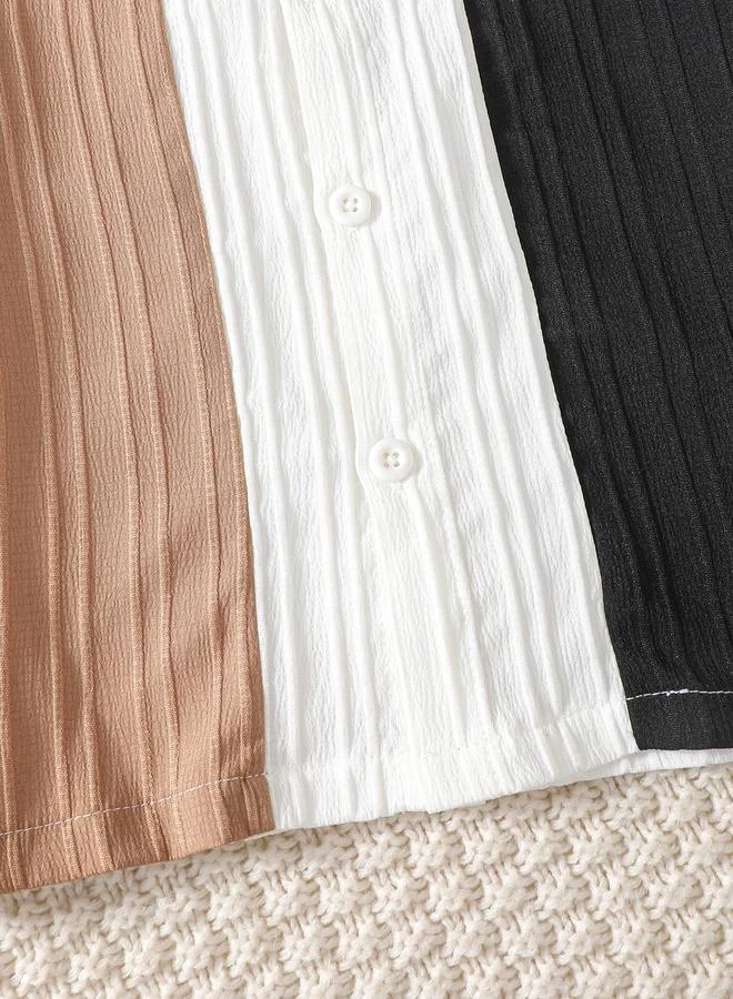 تايك تو Take Two Boys Color Block Textured Shirt and Shorts Set