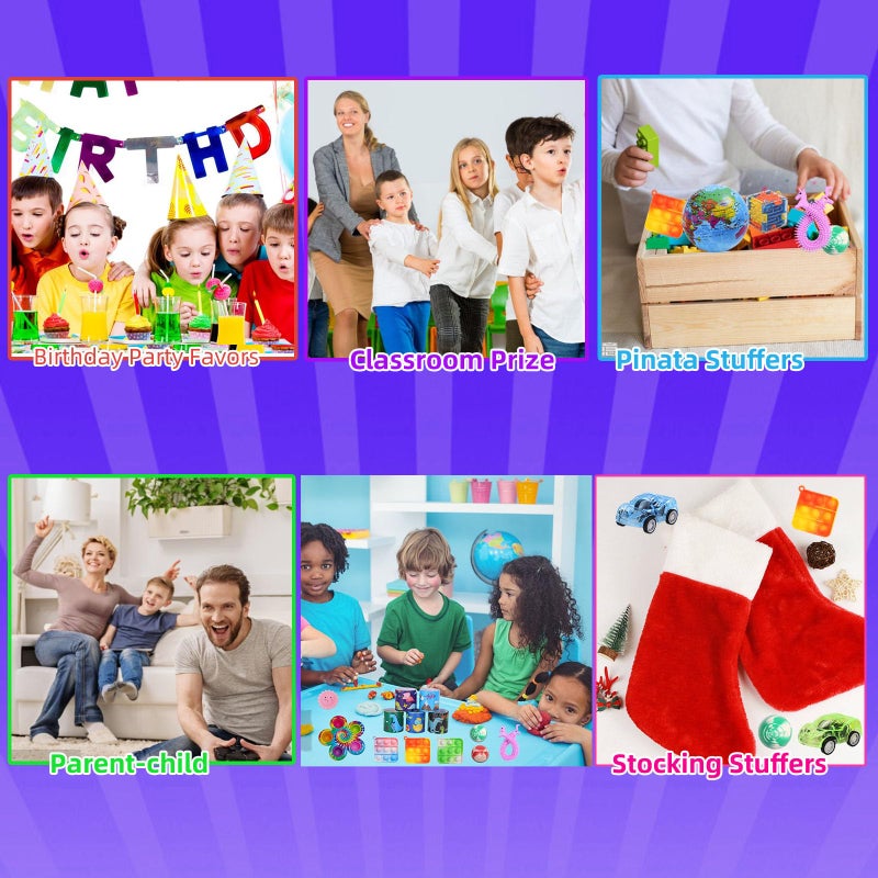 BILLFULL 200 Pcs Party Favors for Kids, Fidget Toys Bulk, Birthday Gift Toys, Stocking Stuffers, Treasure Box Birthday Party, Goodie Bag Stuffers, Carnival Prizes, Pinata Filler for Classroom - Image 5